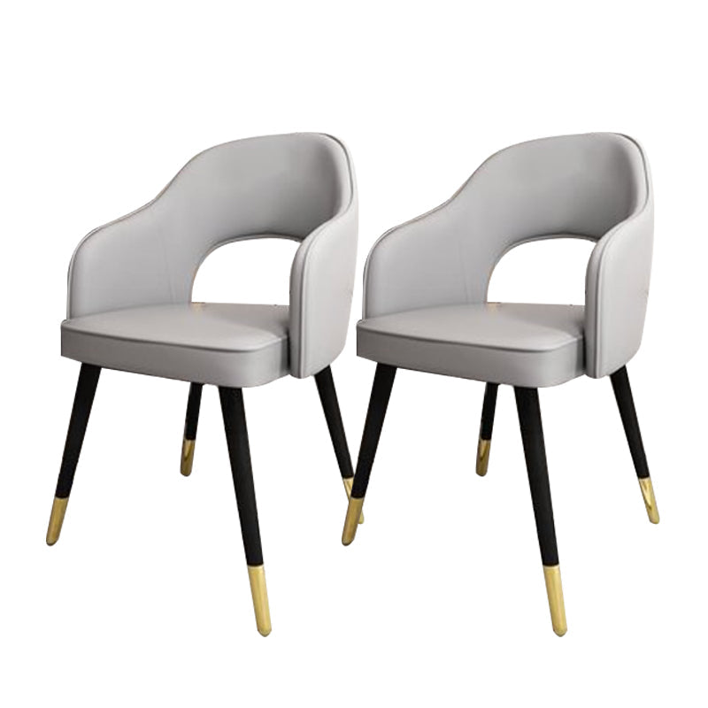 Glam Style Side Chair Open Back Leather Indoor Dining Chair for Home Light Gray 2 Piece Set Clearhalo 'Dining Chairs' 'Dining Tables & Seating' 'dining_chair' 'furn' 'furn_dining_chair' 'Furniture' 'Kitchen & Dining Furniture' 6389706