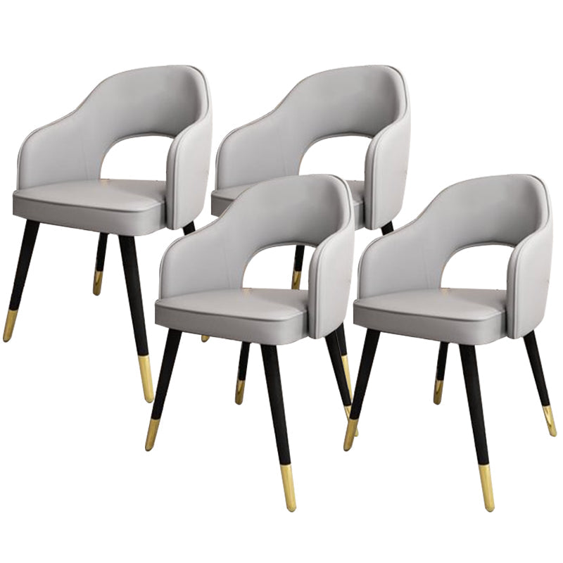 Glam Style Side Chair Open Back Leather Indoor Dining Chair for Home Light Gray 4 Piece Set Clearhalo 'Dining Chairs' 'Dining Tables & Seating' 'dining_chair' 'furn' 'furn_dining_chair' 'Furniture' 'Kitchen & Dining Furniture' 6389708