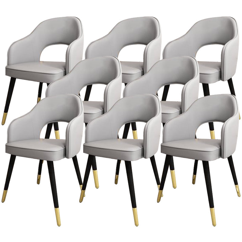 Glam Style Side Chair Open Back Leather Indoor Dining Chair for Home Light Gray 8 Piece Set Clearhalo 'Dining Chairs' 'Dining Tables & Seating' 'dining_chair' 'furn' 'furn_dining_chair' 'Furniture' 'Kitchen & Dining Furniture' 6389711