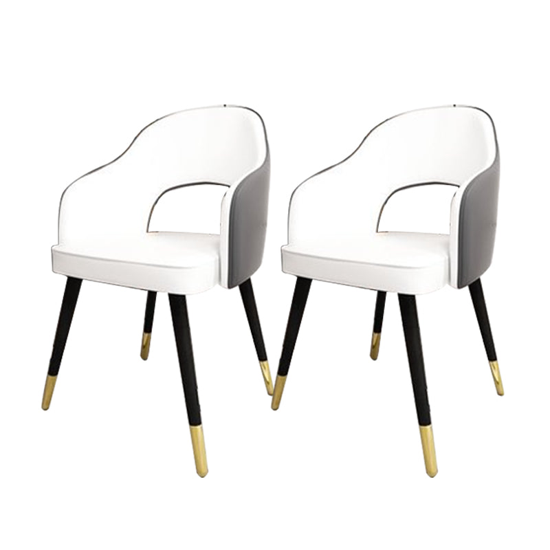 Glam Style Side Chair Open Back Leather Indoor Dining Chair for Home White-Gray 2 Piece Set Clearhalo 'Dining Chairs' 'Dining Tables & Seating' 'dining_chair' 'furn' 'furn_dining_chair' 'Furniture' 'Kitchen & Dining Furniture' 6389723