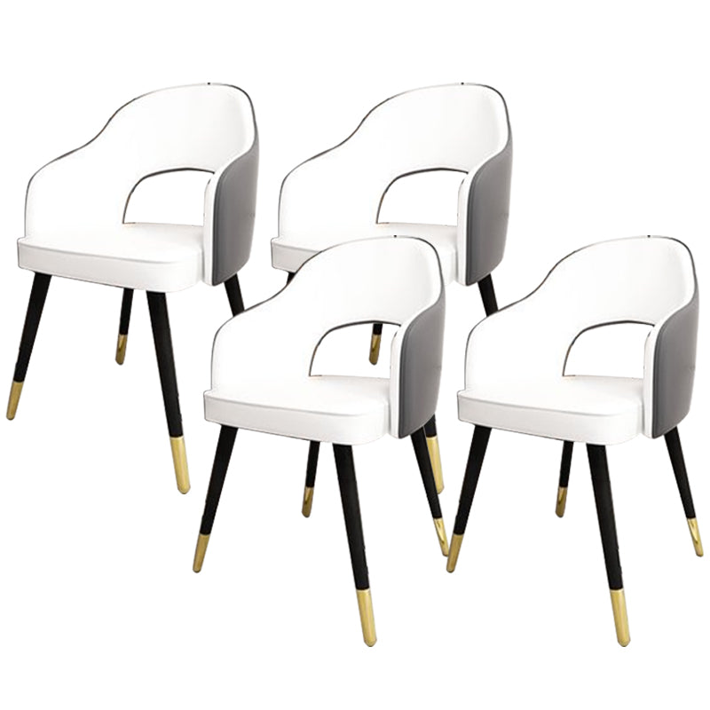 Glam Style Side Chair Open Back Leather Indoor Dining Chair for Home White-Gray 4 Piece Set Clearhalo 'Dining Chairs' 'Dining Tables & Seating' 'dining_chair' 'furn' 'furn_dining_chair' 'Furniture' 'Kitchen & Dining Furniture' 6389724