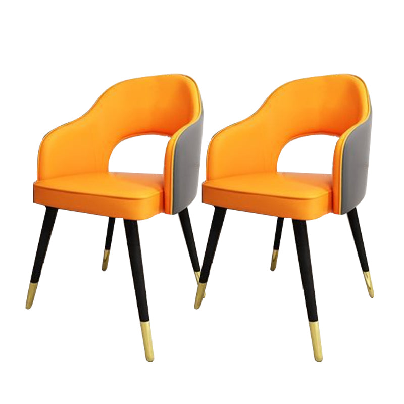 Glam Style Side Chair Open Back Leather Indoor Dining Chair for Home Orange-Gray 2 Piece Set Clearhalo 'Dining Chairs' 'Dining Tables & Seating' 'dining_chair' 'furn' 'furn_dining_chair' 'Furniture' 'Kitchen & Dining Furniture' 6389731