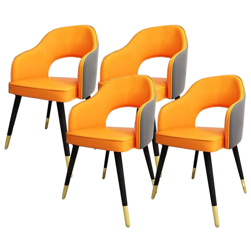 Glam Style Side Chair Open Back Leather Indoor Dining Chair for Home Orange-Gray 4 Piece Set Clearhalo 'Dining Chairs' 'Dining Tables & Seating' 'dining_chair' 'furn' 'furn_dining_chair' 'Furniture' 'Kitchen & Dining Furniture' 6389732
