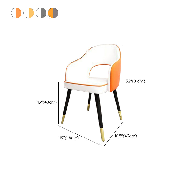 Glam Style Side Chair Open Back Leather Indoor Dining Chair for Home Clearhalo 'Dining Chairs' 'Dining Tables & Seating' 'dining_chair' 'furn' 'furn_dining_chair' 'Furniture' 'Kitchen & Dining Furniture' 6389736