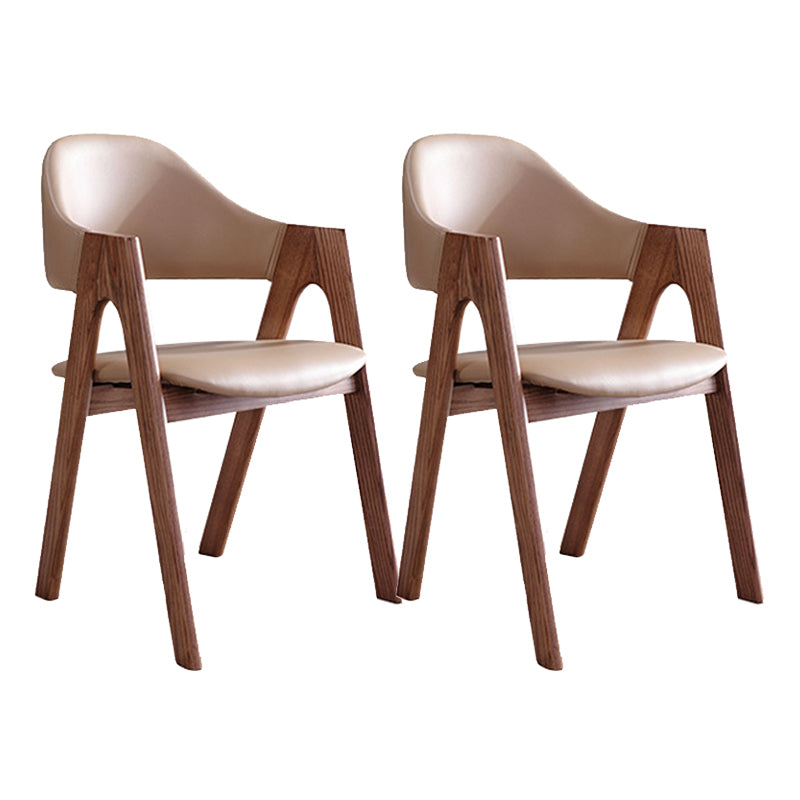 Silla de comedor de comedor de espalda abierto silla de comedor de madera maciza en marrón