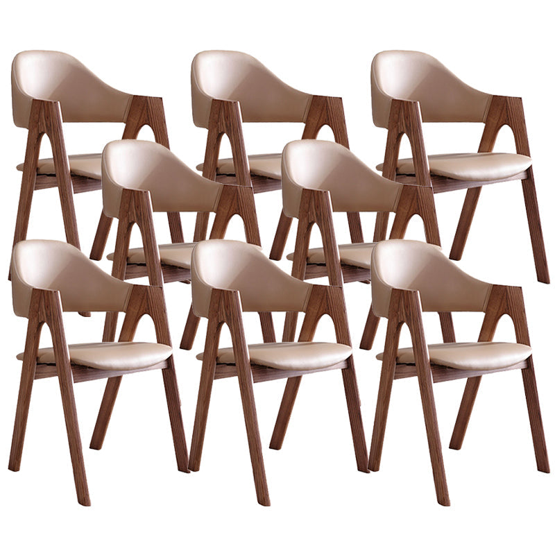 Silla de comedor de comedor de espalda abierto silla de comedor de madera maciza en marrón