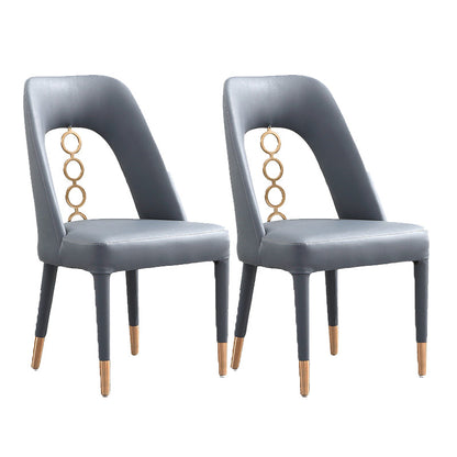 フェイクレザーホームダイニングチェアオープンバックダイニングサイドチェアグレーのサイドチェア