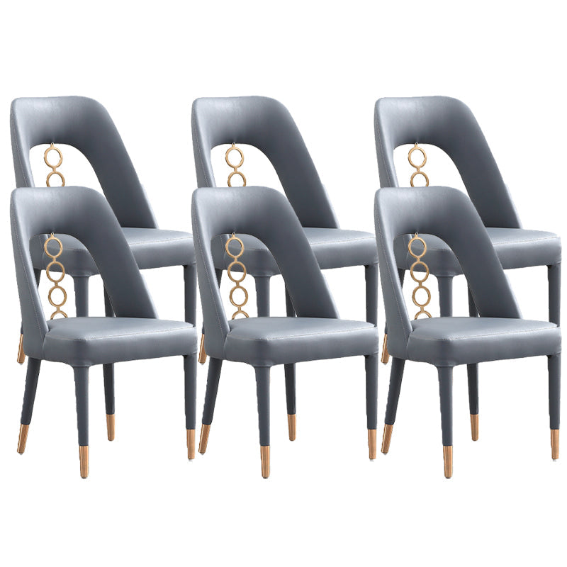 フェイクレザーホームダイニングチェアオープンバックダイニングサイドチェアグレーのサイドチェア