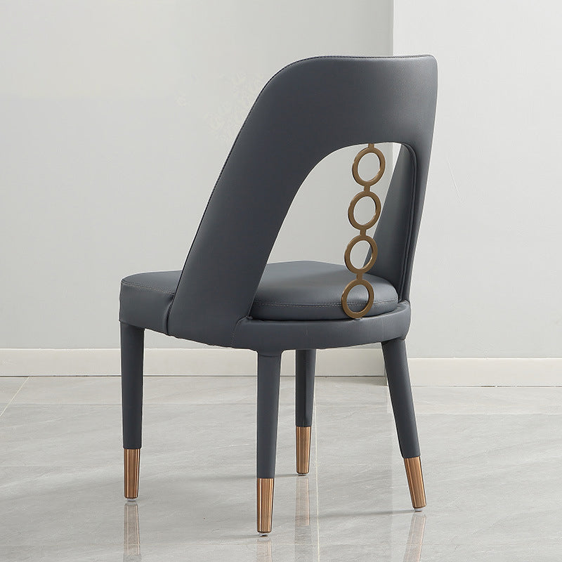 フェイクレザーホームダイニングチェアオープンバックダイニングサイドチェアグレーのサイドチェア