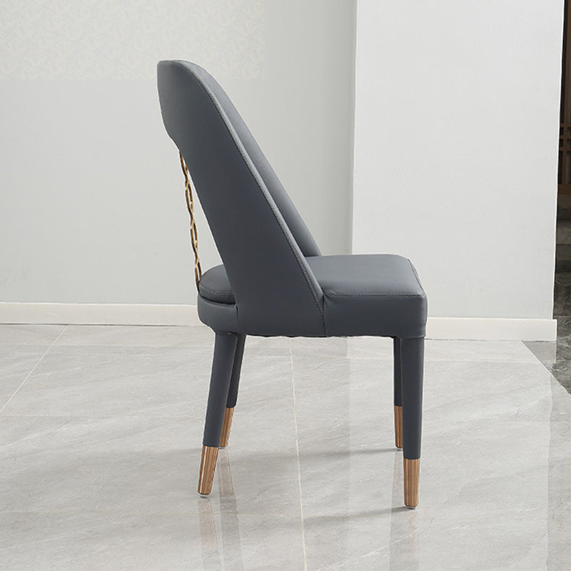 フェイクレザーホームダイニングチェアオープンバックダイニングサイドチェアグレーのサイドチェア