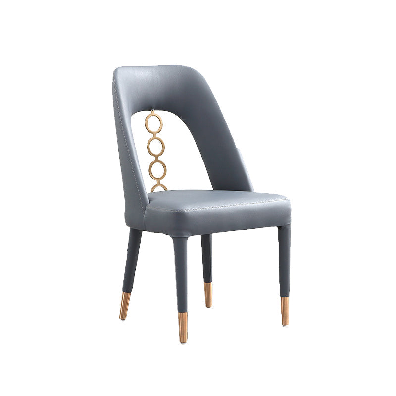 フェイクレザーホームダイニングチェアオープンバックダイニングサイドチェアグレーのサイドチェア