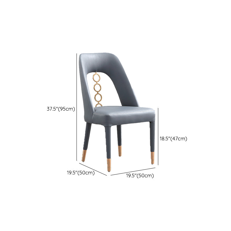 フェイクレザーホームダイニングチェアオープンバックダイニングサイドチェアグレーのサイドチェア
