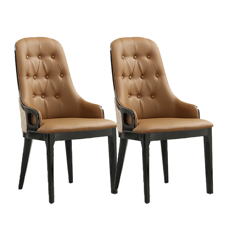 Contemporary Kitchen Dining Side Chair Upholstered Arm Chair Brown 2 Piece Set Clearhalo 'Dining Chairs' 'Dining Tables & Seating' 'dining_chair' 'furn' 'furn_dining_chair' 'Furniture' 'Kitchen & Dining Furniture' 6389855