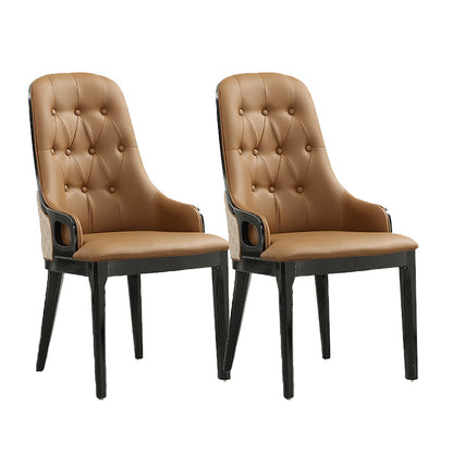 Contemporary Kitchen Dining Side Chair Upholstered Arm Chair Brown 2 Piece Set Clearhalo 'Dining Chairs' 'Dining Tables & Seating' 'dining_chair' 'furn' 'furn_dining_chair' 'Furniture' 'Kitchen & Dining Furniture' 6389855