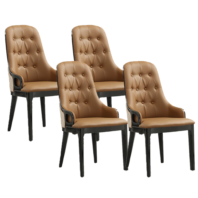 Contemporary Kitchen Dining Side Chair Upholstered Arm Chair Brown 4 Piece Set Clearhalo 'Dining Chairs' 'Dining Tables & Seating' 'dining_chair' 'furn' 'furn_dining_chair' 'Furniture' 'Kitchen & Dining Furniture' 6389857