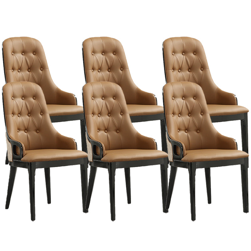 Contemporary Kitchen Dining Side Chair Upholstered Arm Chair Brown 6 Piece Set Clearhalo 'Dining Chairs' 'Dining Tables & Seating' 'dining_chair' 'furn' 'furn_dining_chair' 'Furniture' 'Kitchen & Dining Furniture' 6389858