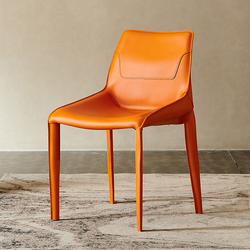 Contemporary Faux Leather Dining Chairs Indoor-Outdoor Parsons Chair Orange 1 Piece Clearhalo 'Dining Chairs' 'Dining Tables & Seating' 'dining_chair' 'furn' 'furn_dining_chair' 'Furniture' 'Kitchen & Dining Furniture' 6389873