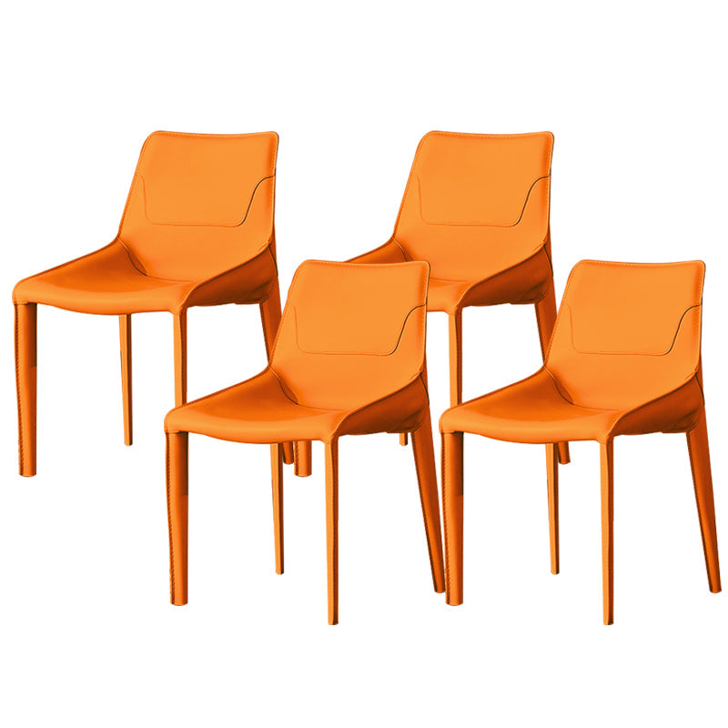 Contemporary Faux Leather Dining Chairs Indoor-Outdoor Parsons Chair Orange 4 Piece Set Clearhalo 'Dining Chairs' 'Dining Tables & Seating' 'dining_chair' 'furn' 'furn_dining_chair' 'Furniture' 'Kitchen & Dining Furniture' 6389876