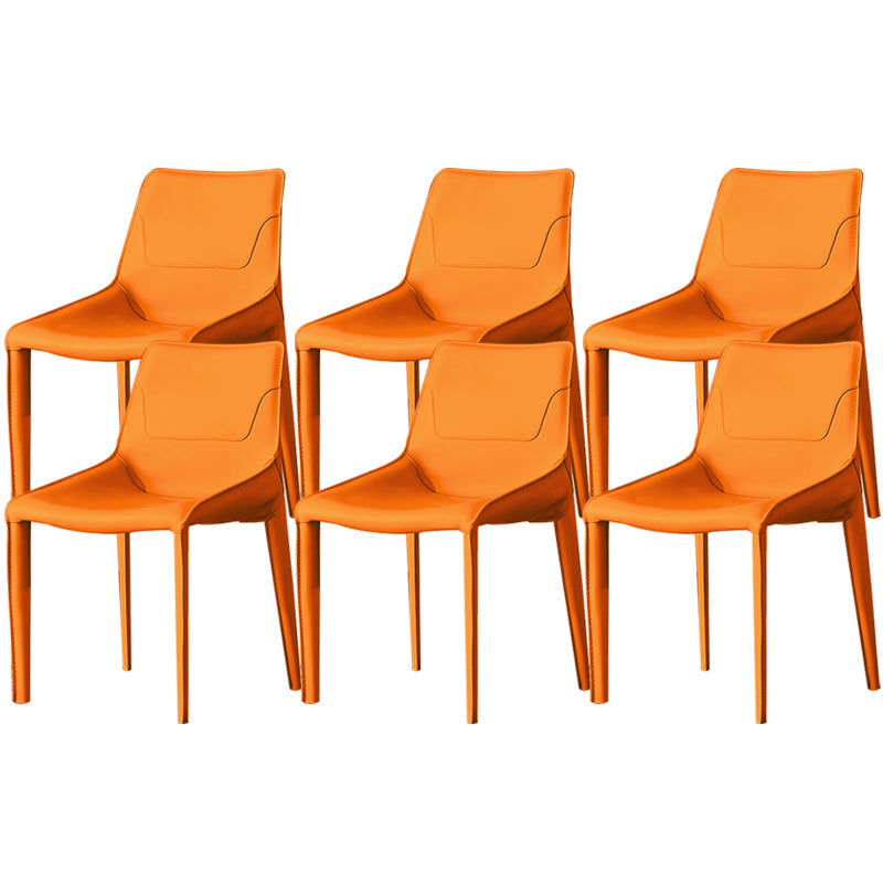 Contemporary Faux Leather Dining Chairs Indoor-Outdoor Parsons Chair Orange 6 Piece Set Clearhalo 'Dining Chairs' 'Dining Tables & Seating' 'dining_chair' 'furn' 'furn_dining_chair' 'Furniture' 'Kitchen & Dining Furniture' 6389878