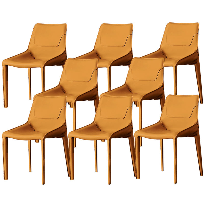 Contemporary Faux Leather Dining Chairs Indoor-Outdoor Parsons Chair Orange 8 Piece Set Clearhalo 'Dining Chairs' 'Dining Tables & Seating' 'dining_chair' 'furn' 'furn_dining_chair' 'Furniture' 'Kitchen & Dining Furniture' 6389887