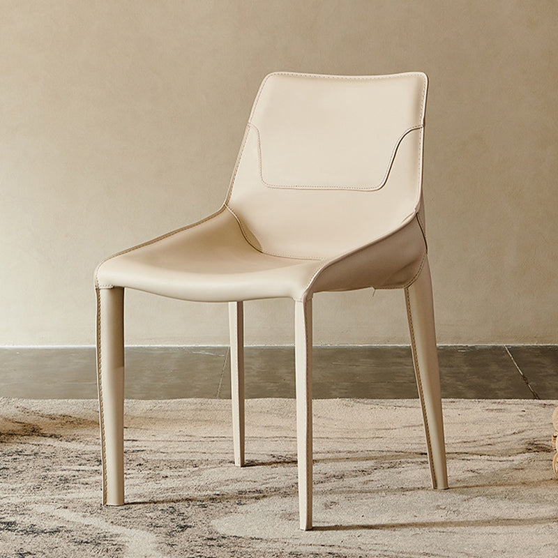 Contemporary Faux Leather Dining Chairs Indoor-Outdoor Parsons Chair Off-White 1 Piece Clearhalo 'Dining Chairs' 'Dining Tables & Seating' 'dining_chair' 'furn' 'furn_dining_chair' 'Furniture' 'Kitchen & Dining Furniture' 6389888