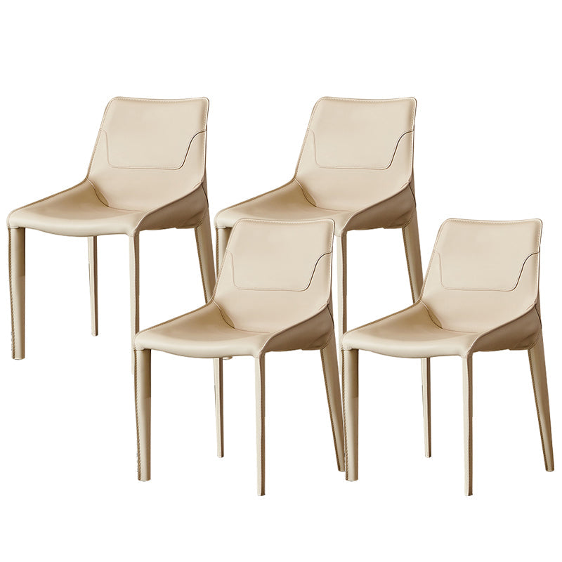 Contemporary Faux Leather Dining Chairs Indoor-Outdoor Parsons Chair Off-White 4 Piece Set Clearhalo 'Dining Chairs' 'Dining Tables & Seating' 'dining_chair' 'furn' 'furn_dining_chair' 'Furniture' 'Kitchen & Dining Furniture' 6389890