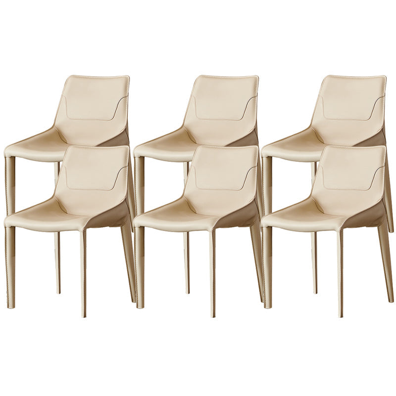 Contemporary Faux Leather Dining Chairs Indoor-Outdoor Parsons Chair Off-White 6 Piece Set Clearhalo 'Dining Chairs' 'Dining Tables & Seating' 'dining_chair' 'furn' 'furn_dining_chair' 'Furniture' 'Kitchen & Dining Furniture' 6389891