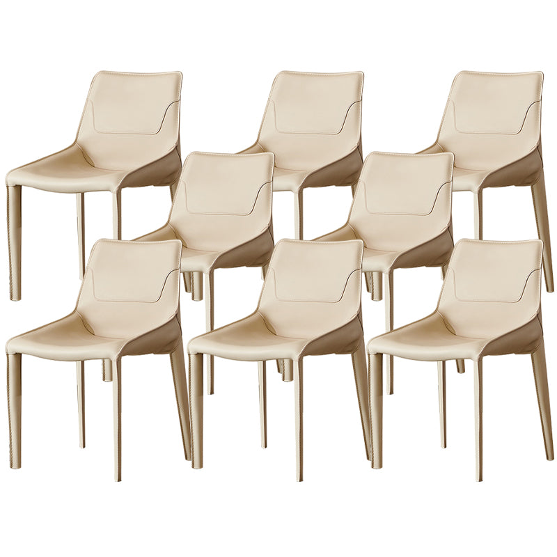 Contemporary Faux Leather Dining Chairs Indoor-Outdoor Parsons Chair Off-White 8 Piece Set Clearhalo 'Dining Chairs' 'Dining Tables & Seating' 'dining_chair' 'furn' 'furn_dining_chair' 'Furniture' 'Kitchen & Dining Furniture' 6389892