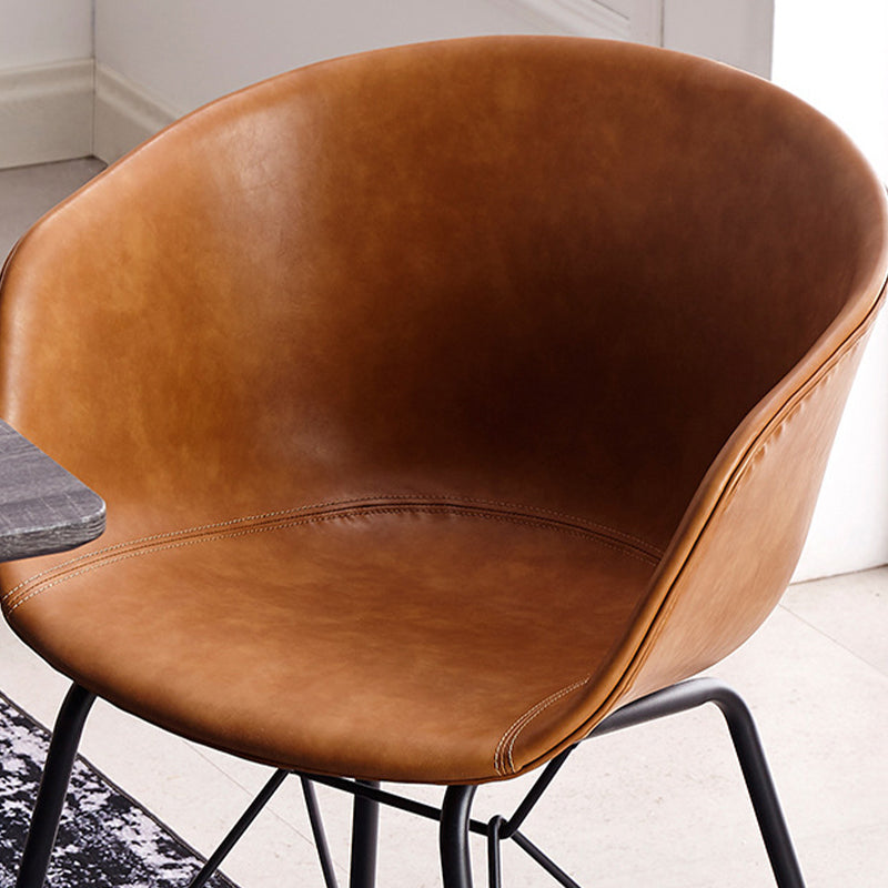 Modern Arm Chair Leather Indoor Dining Chair with Metal Frame