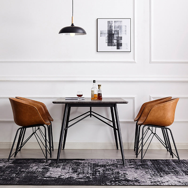 Modern Arm Chair Leather Indoor Dining Chair with Metal Frame