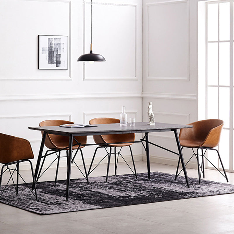 Modern Arm Chair Leather Indoor Dining Chair with Metal Frame