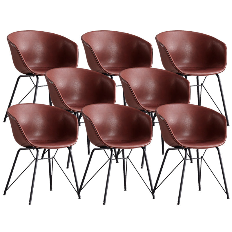 Modern Arm Chair Leather Indoor Dining Chair with Metal Frame