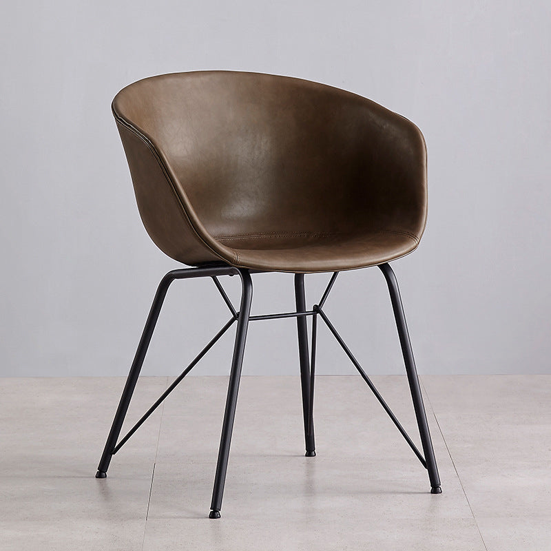 Modern Arm Chair Leather Indoor Dining Chair with Metal Frame