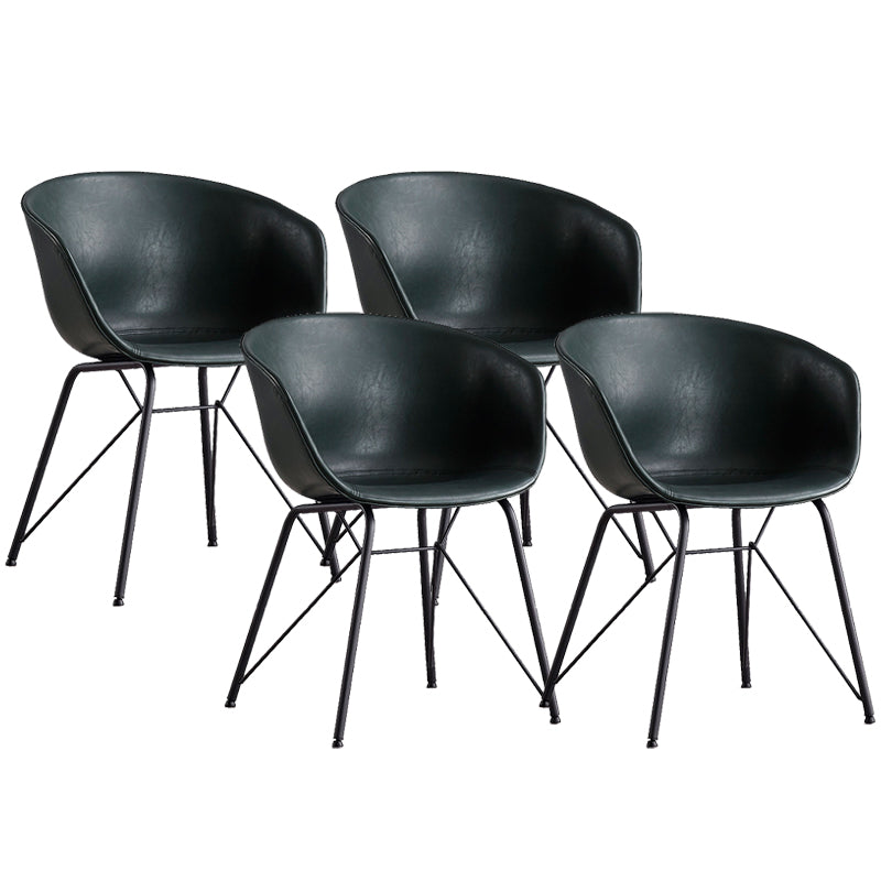 Modern Arm Chair Leather Indoor Dining Chair with Metal Frame