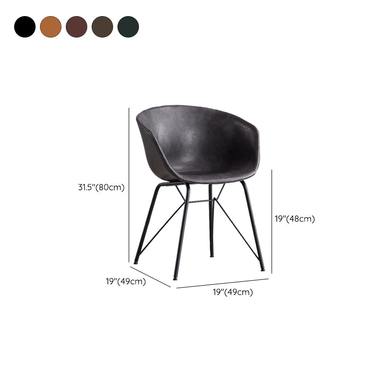 Modern Arm Chair Leather Indoor Dining Chair with Metal Frame