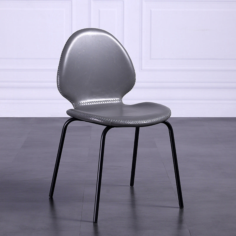 Sedia laterale contemporanea sedia da pranzo in pelle per uso domestico