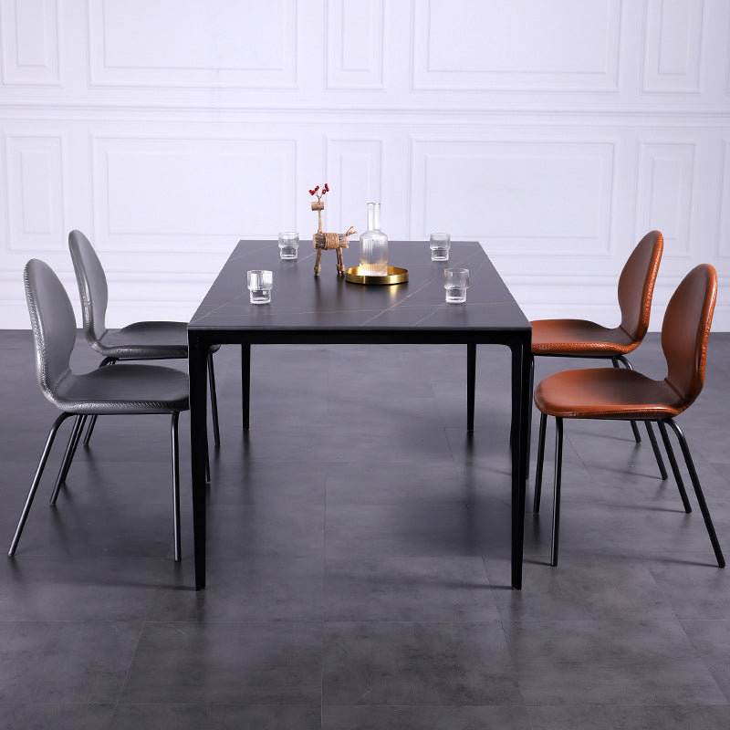 Sedia laterale contemporanea sedia da pranzo in pelle per uso domestico