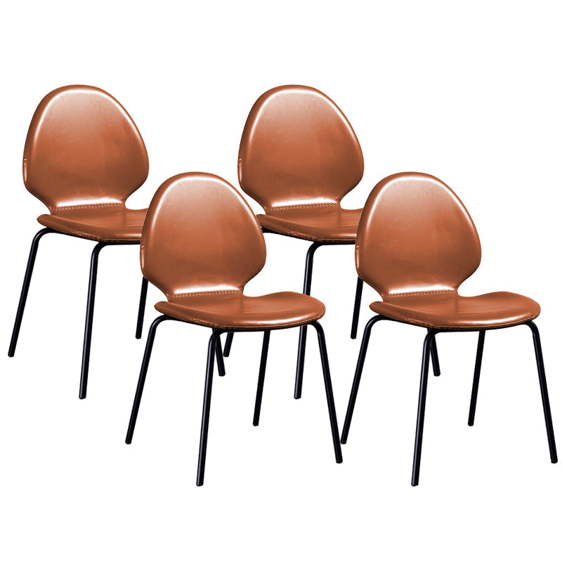 Sedia laterale contemporanea sedia da pranzo in pelle per uso domestico