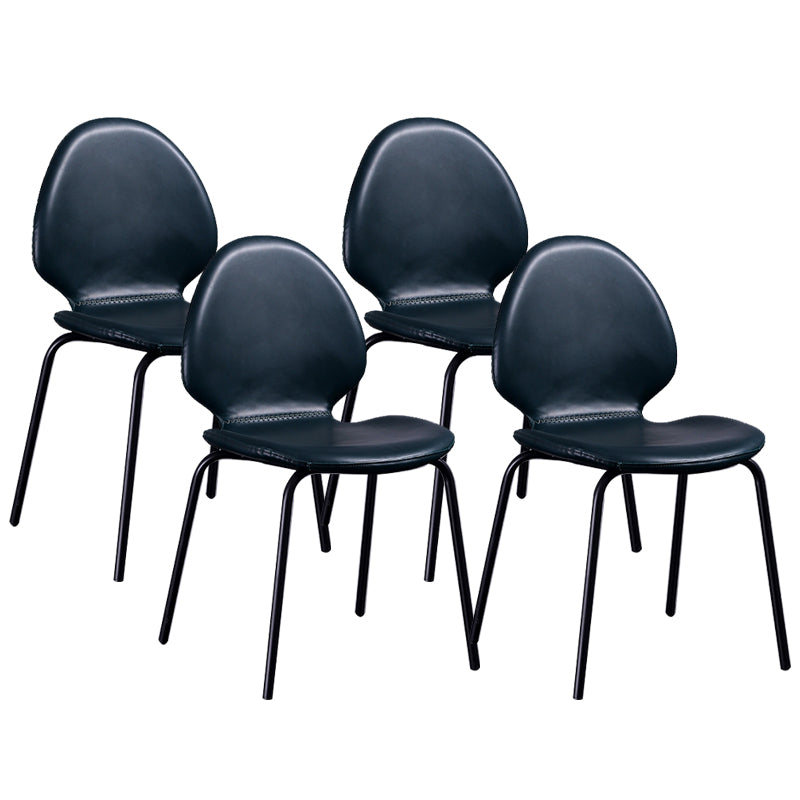 Sedia laterale contemporanea sedia da pranzo in pelle per uso domestico