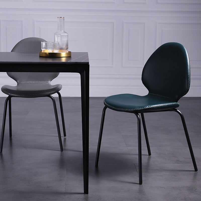 Sedia laterale contemporanea sedia da pranzo in pelle per uso domestico