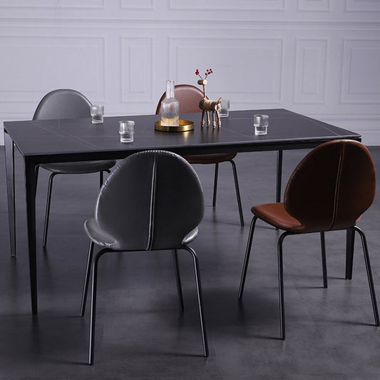 Silla lateral contemporánea silla de comedor de cuero para uso doméstico