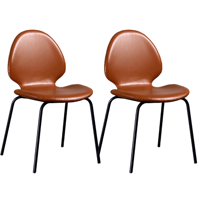 Sedia laterale contemporanea sedia da pranzo in pelle per uso domestico
