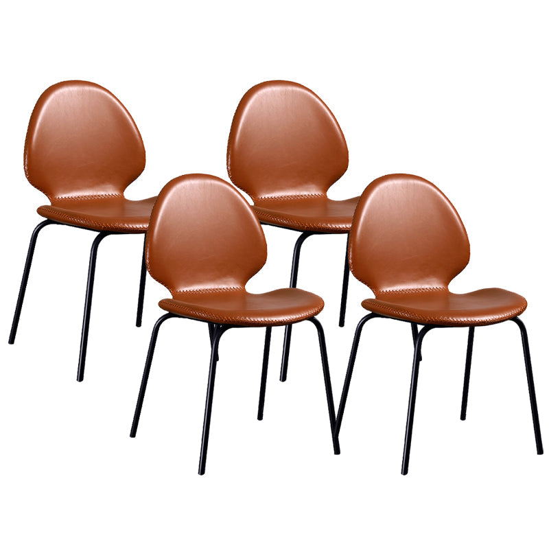 Sedia laterale contemporanea sedia da pranzo in pelle per uso domestico