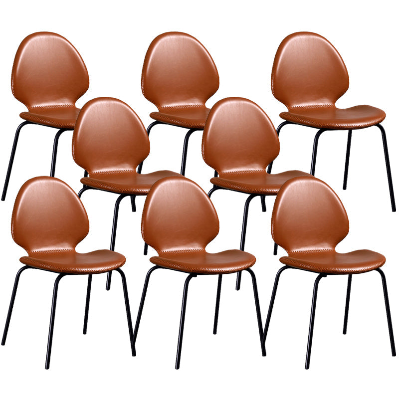 Sedia laterale contemporanea sedia da pranzo in pelle per uso domestico