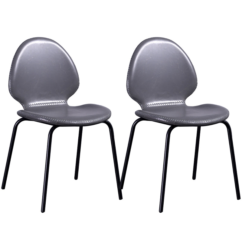 Sedia laterale contemporanea sedia da pranzo in pelle per uso domestico