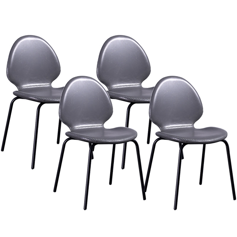 Sedia laterale contemporanea sedia da pranzo in pelle per uso domestico