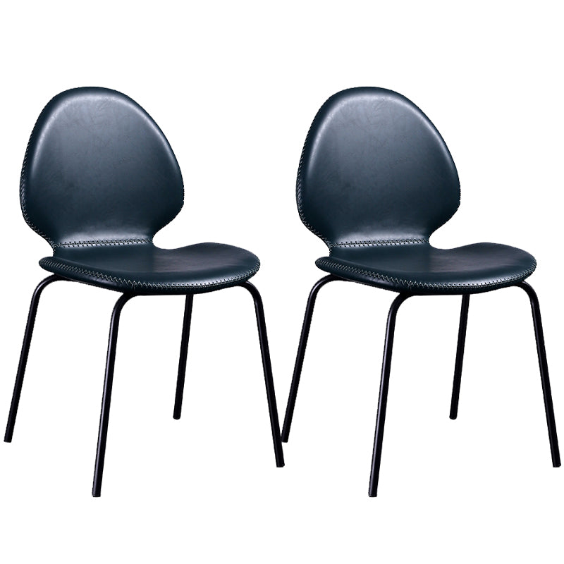 Sedia laterale contemporanea sedia da pranzo in pelle per uso domestico