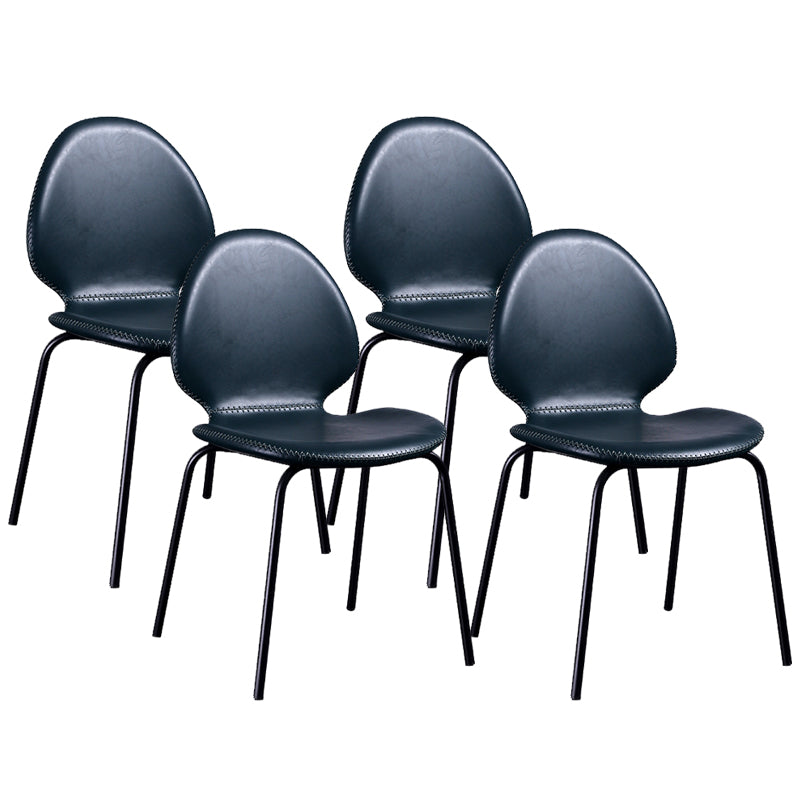 Sedia laterale contemporanea sedia da pranzo in pelle per uso domestico