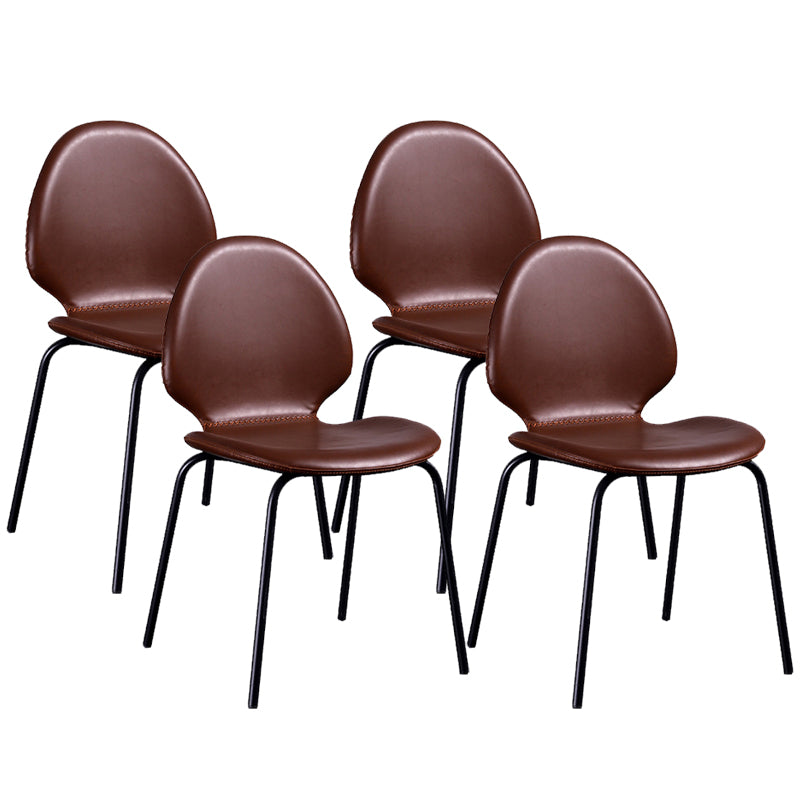 Sedia laterale contemporanea sedia da pranzo in pelle per uso domestico