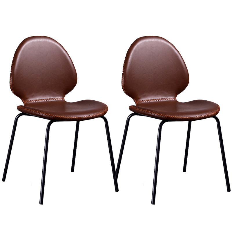 Sedia laterale contemporanea sedia da pranzo in pelle per uso domestico